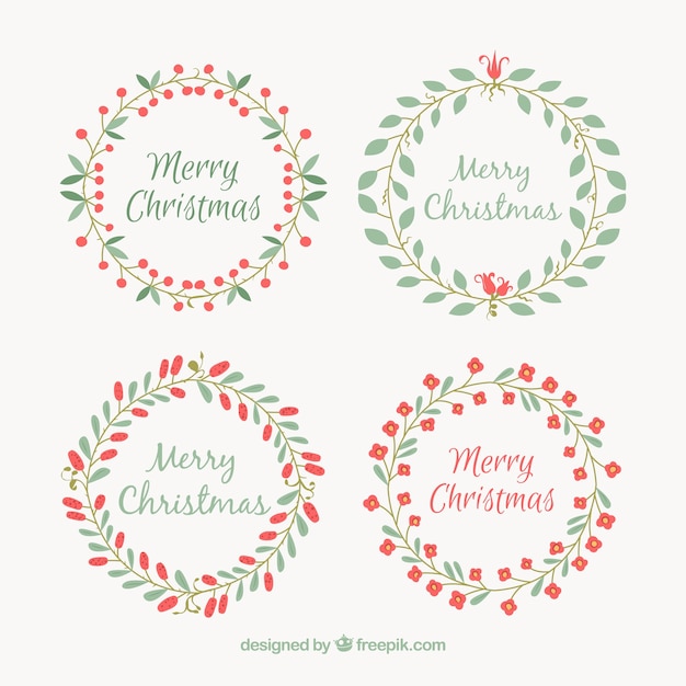 Download Collection of simple christmas wreaths Vector | Free Download