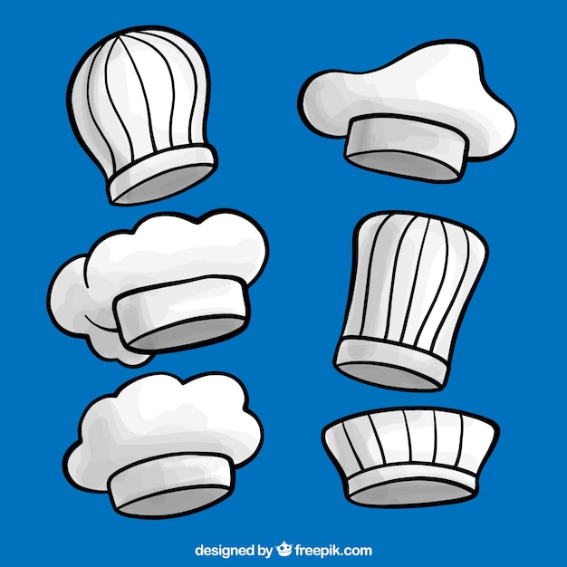 Free Vector Collection Of Six Decorative Hand Drawn Chef Hats