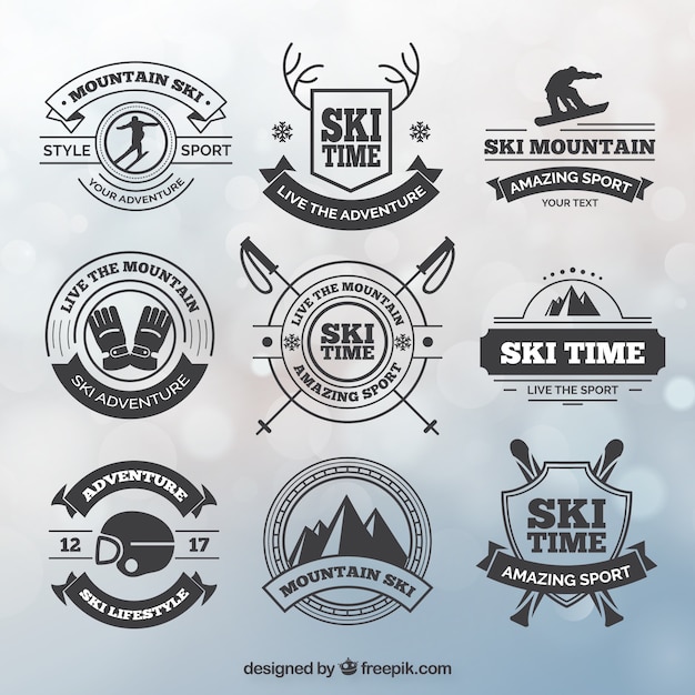 Premium Vector | Collection of ski badges in vintage style