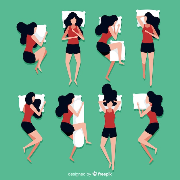 Free Vector Collection of sleeping poses in flat style