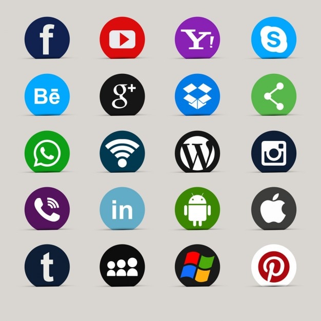 Collection of social media icons | Free Vector