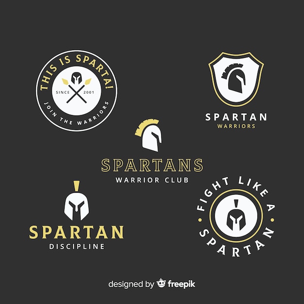 Collection of spartan labels Free Vector