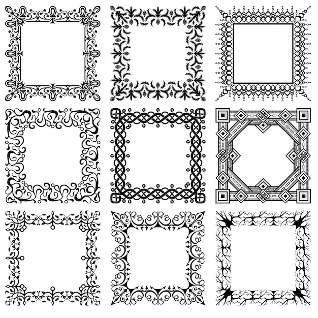 Download Collection of square vintage frames | Free Vector