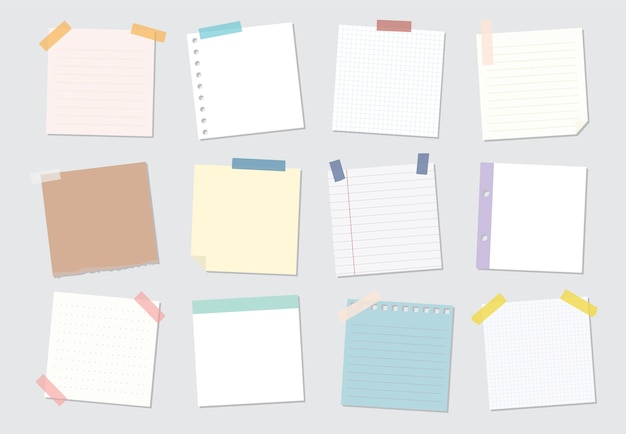 Collection of sticky note illustrations Free Vector