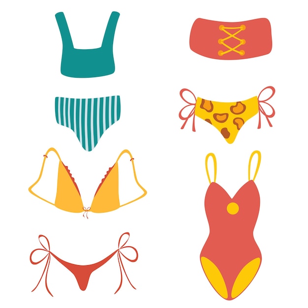 Premium Vector | Collection of stylish women's swimwear. set of ...
