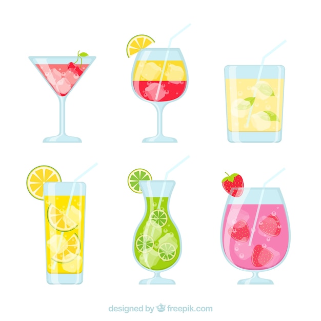 Download Collection of summer drinks | Free Vector