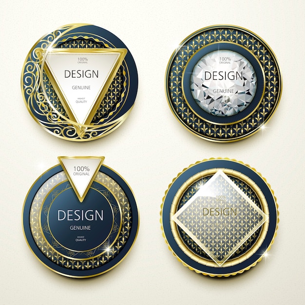 Premium Vector | Collection of sumptuous gold and jewelry labels design set