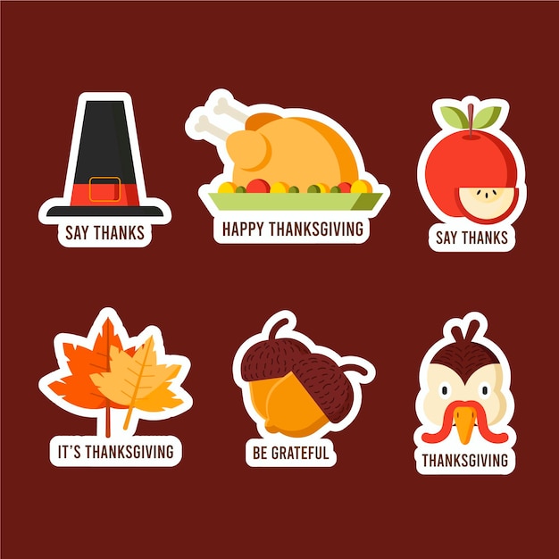 Free Vector | Collection of thanksgiving label in flat design