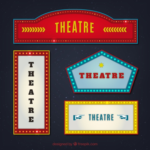 Collection of theatre signs Vector Free Download