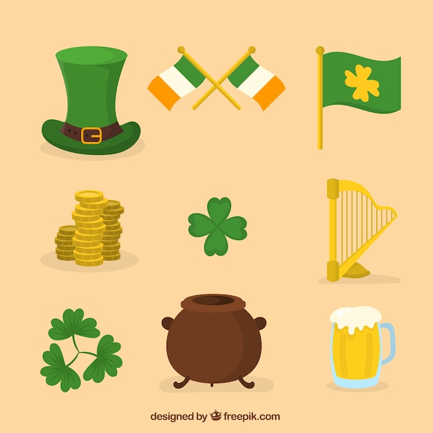 Free Vector | Collection of traditional saint patrick's day accessories