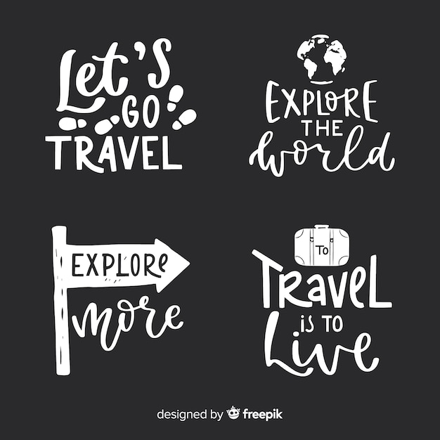 Free Vector | Collection of travel lettering badges