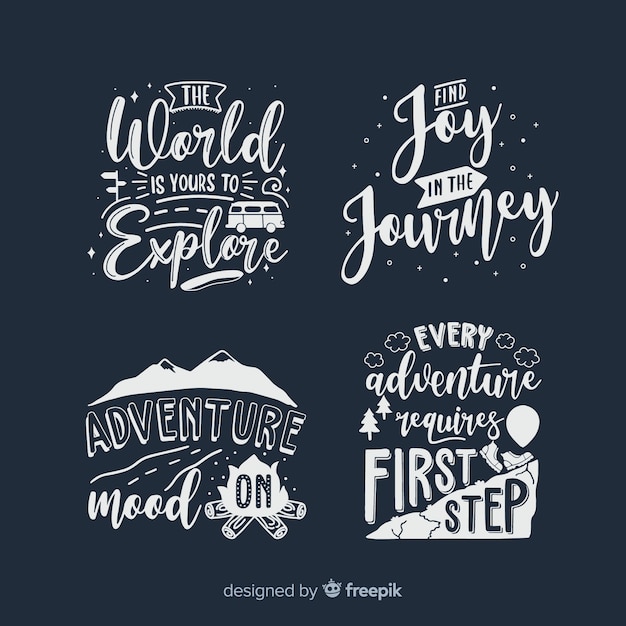 Collection of travel lettering badges Free Vector