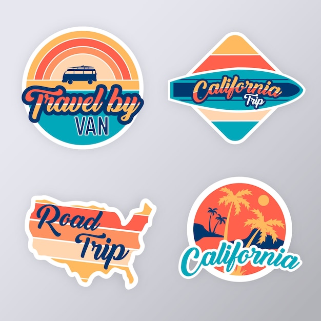 Download Free Collection Of Travel Stickers Retro Style Free Vector Use our free logo maker to create a logo and build your brand. Put your logo on business cards, promotional products, or your website for brand visibility.