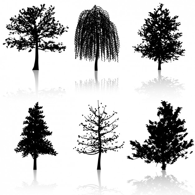 Collection of tree silhouettes | Free Vector