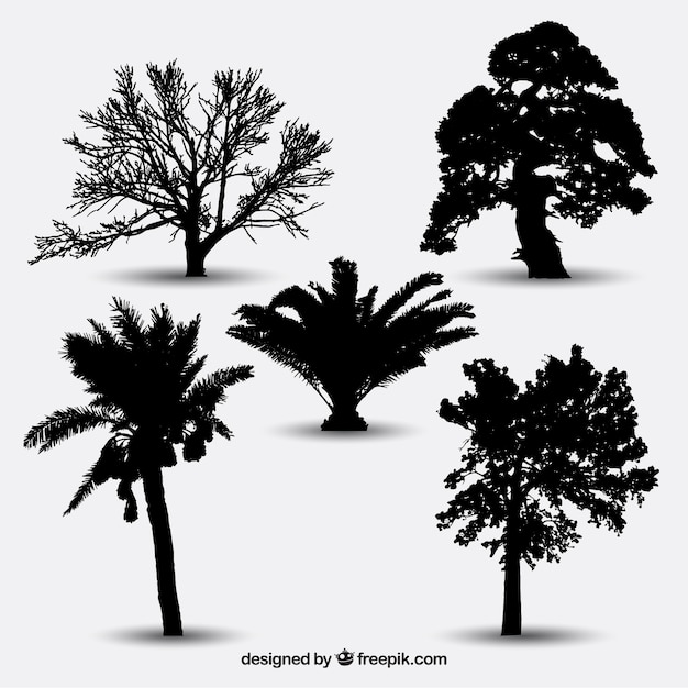 Download Collection of tree silhouettes | Free Vector