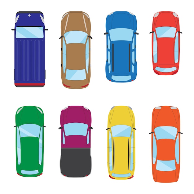 Free Vector | Collection of various isolated cars icons car top view ...