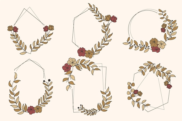 Free Vector Collection Of Vintage Hand Drawn Floral Frame