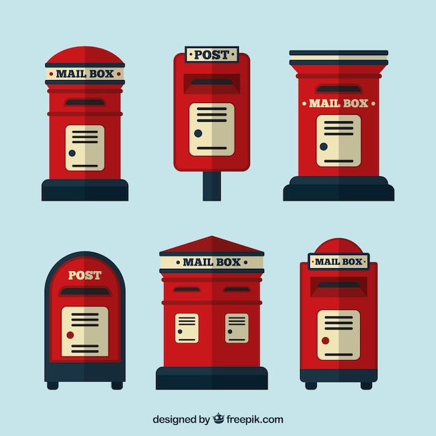 Download Collection of vintage mailboxes in flat design | Free Vector