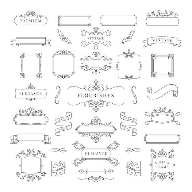 Collection Of Vintage Ornament Frame Illustration Free Vector