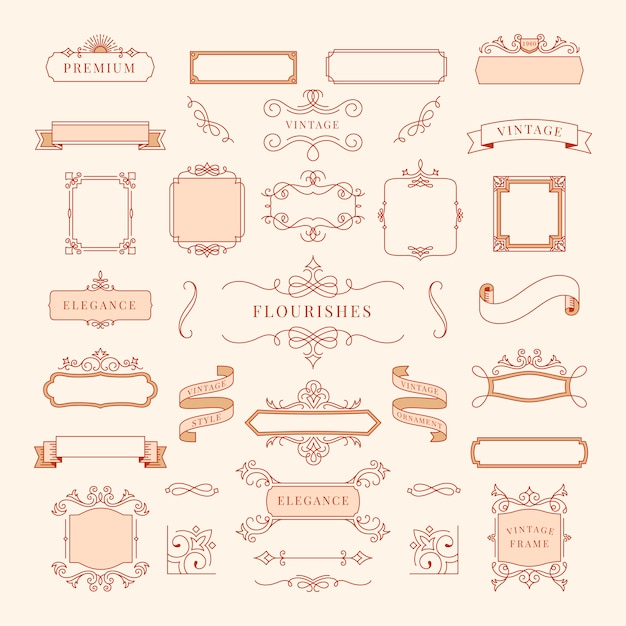 Free Vector Collection Of Vintage Ornament Frame Illustration