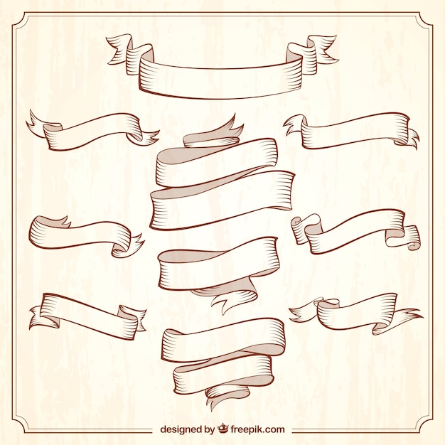 Collection of vintage ornamental ribbons | Free Vector