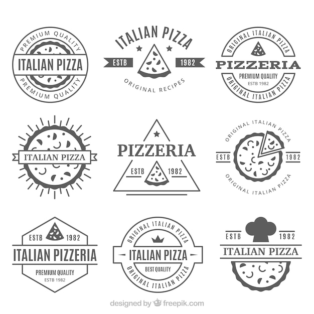 Collection of vintage pizza logos | Free Vector