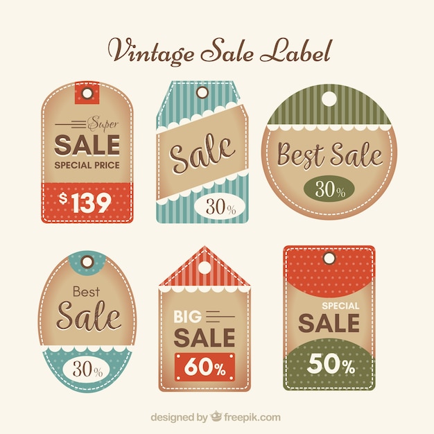 Collection of vintage sale labels Vector | Free Download