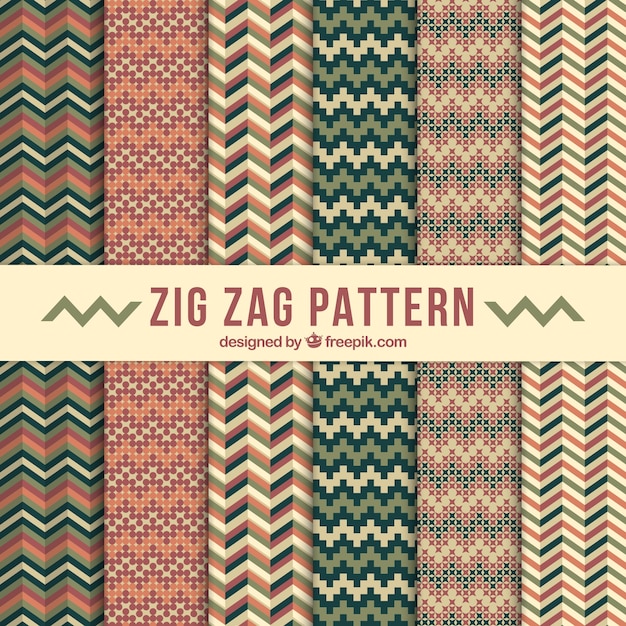 Free Vector Collection of vintage zigzag patterns