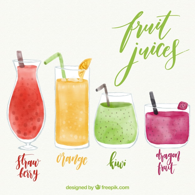 Free Vector | Collection of watercolor fruit juices