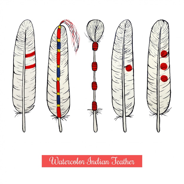 Download Collection of watercolor native american feathers ...