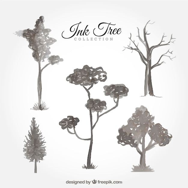Free Vector | Collection of watercolor trees