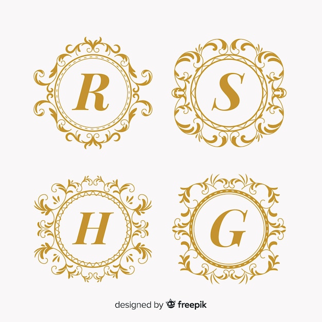 Free Vector | Collection of wedding monogram logos