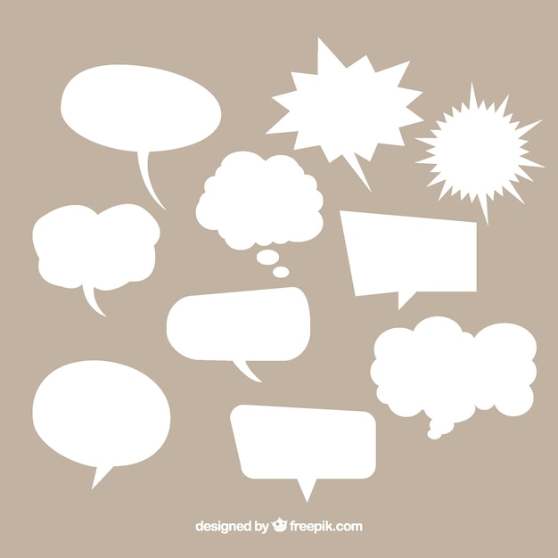 Collection of white comic speech bubble Free Vector