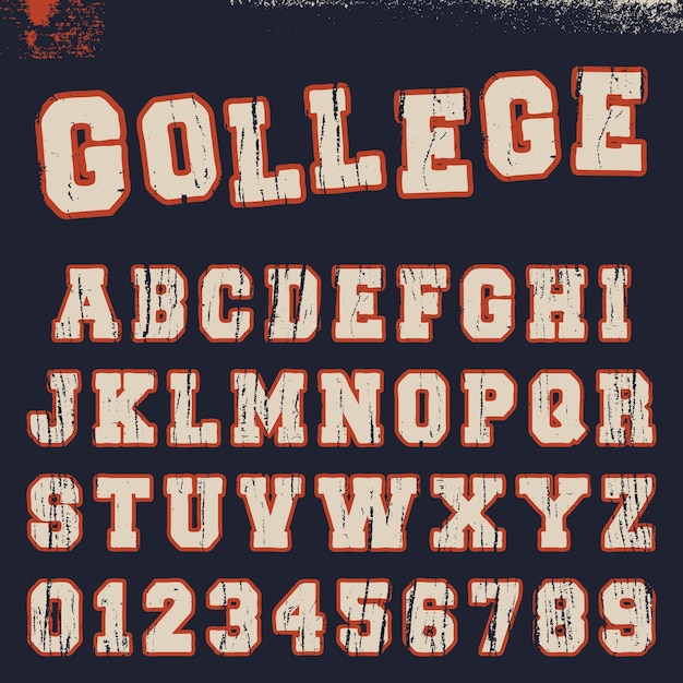 Premium Vector | College alphabet font template