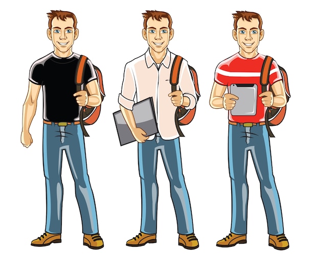 Download College student cartoon mascot | Premium Vector