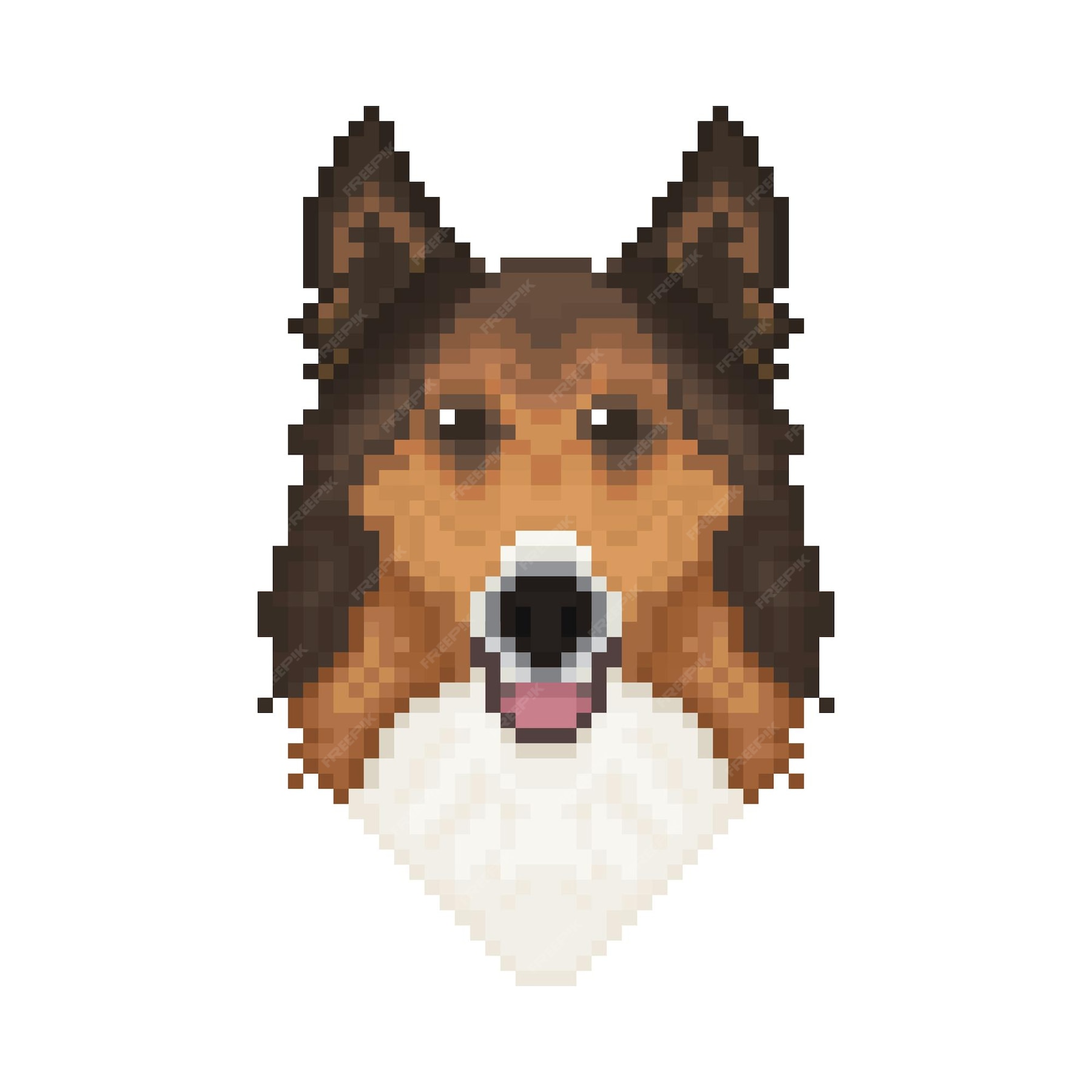 Premium Vector | Collie dog head in pixel art style