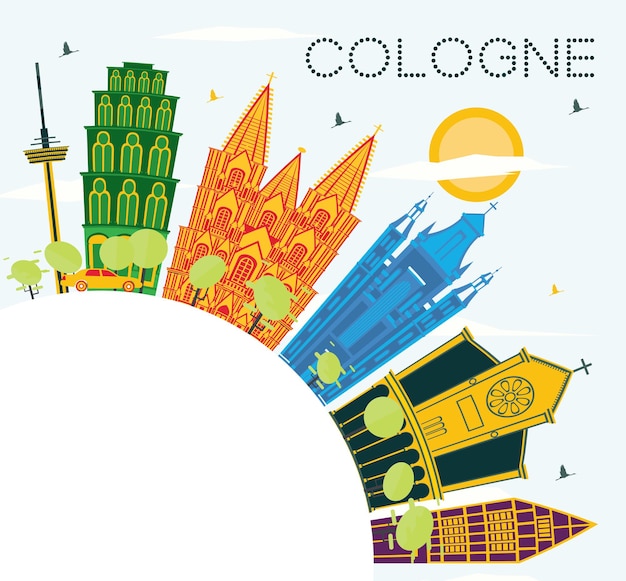 Premium Vector Cologne Germany City Skyline With Color Buildings