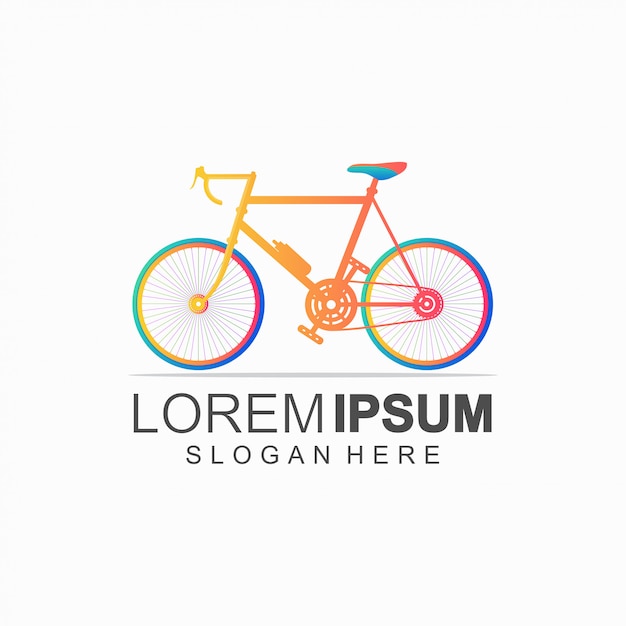 色自転車アイコン抽象的なロゴ プレミアムベクター