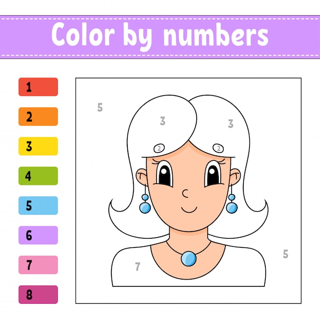 premium vector  colornumbers beautiful girl activity