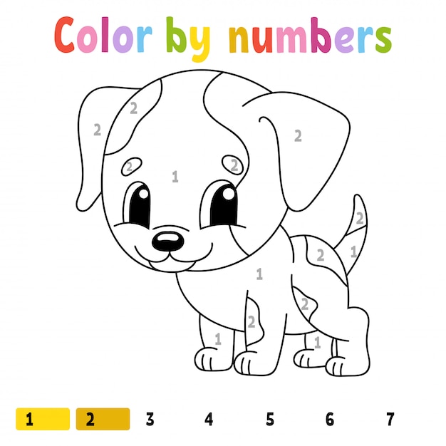 Dog Coloring With Numbers - Animal Coloring
