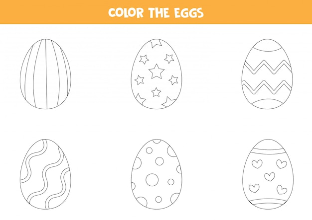 premium vector  color cartoon easter eggs coloring page