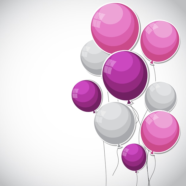 Color glossy balloons background  illustration Premium Vector