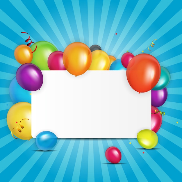 Premium Vector | Color glossy balloons birthday card background