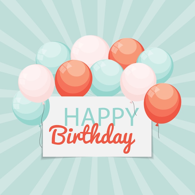 Premium Vector | Color glossy happy birthday balloons banner background il