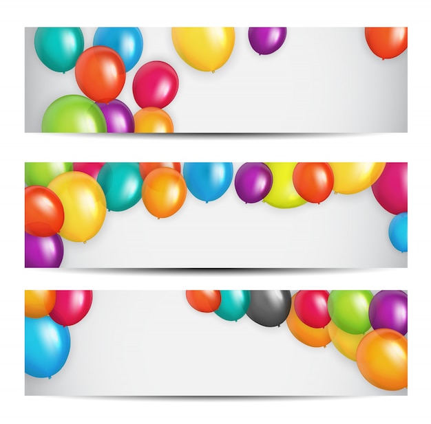 Download Color glossy happy birthday balloons banner background ...