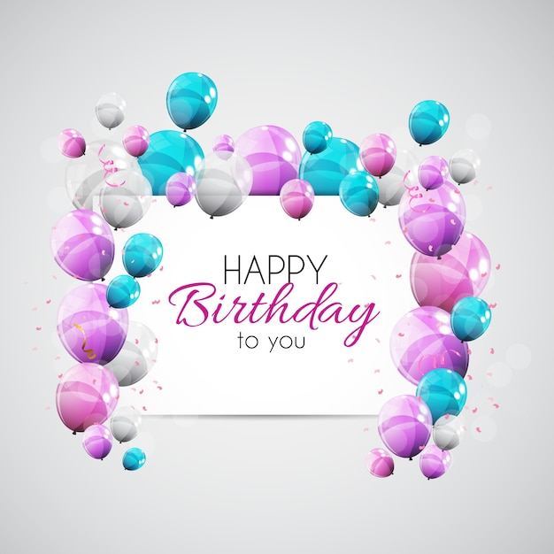 Download Color glossy happy birthday balloons banner | Premium Vector