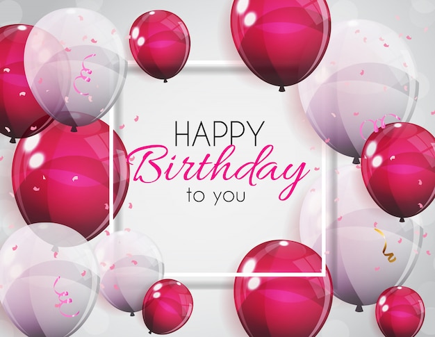 Premium Vector | Color glossy happy birthday balloons banner