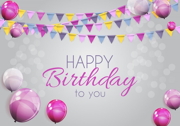 Download Color glossy happy birthday balloons banner Vector ...