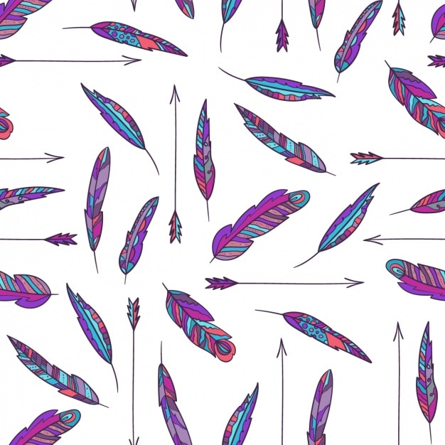 Download Color hand drawn feather pattern Vector | Free Download