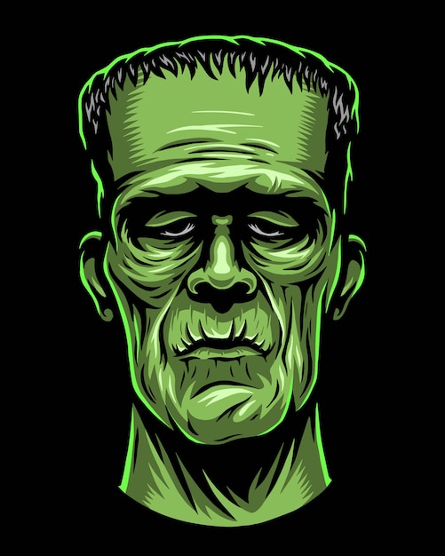 Premium Vector Color Illustration Of Monster Zombie Head